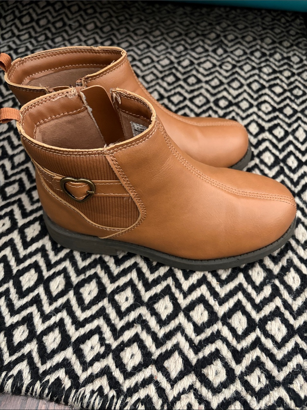 Carter's Tan Ankle Boots with Heart Accent